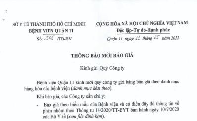 Thông báo mời báo giá